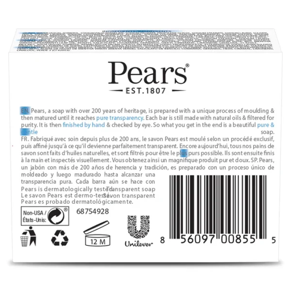 Pears Pure & Gentle Mint Extracts Transparent Soap: Refreshing Skincare Essential 125gm - Image 3