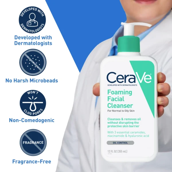CeraVe Foaming Cleanser for Refreshing and Effective Daily Skincare Routine - Image 2