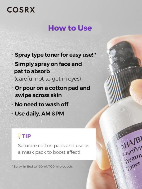 Cosrx AHA/BHA Clarifying Treatment Toner 150ml - Image 8